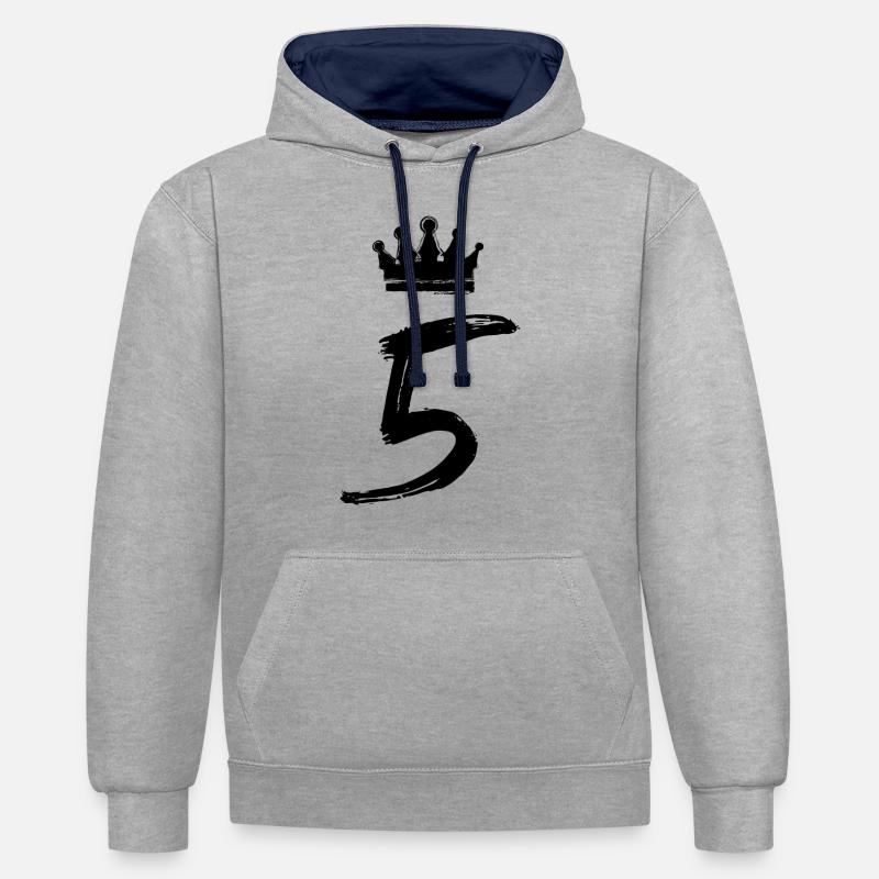 Couronne à 5 chiffres - Sweat à capuche contrasté - gris chiné/bleu marine
