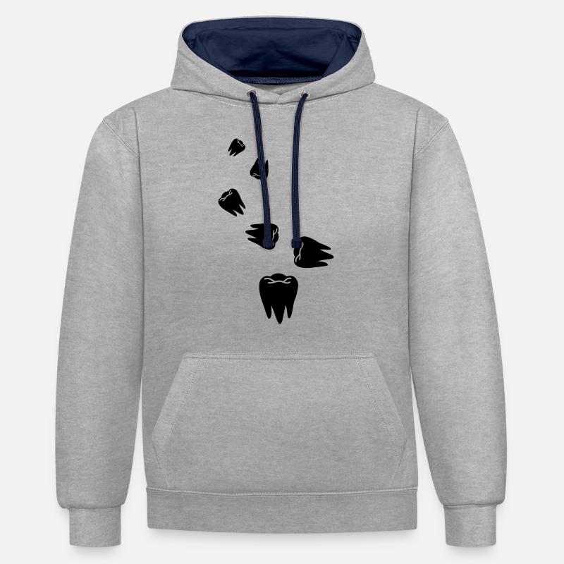 Symbole de l’icône de dent - Sweat à capuche contrasté - gris chiné/bleu marine