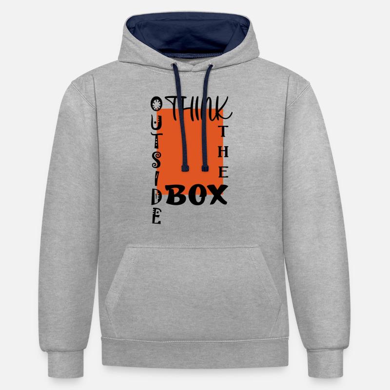 Créativité - Sweat à capuche contrasté - gris chiné/bleu marine