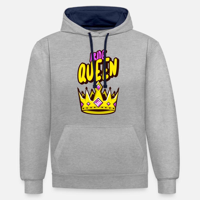 Pride queen - Sweat à capuche contrasté - gris chiné/bleu marine