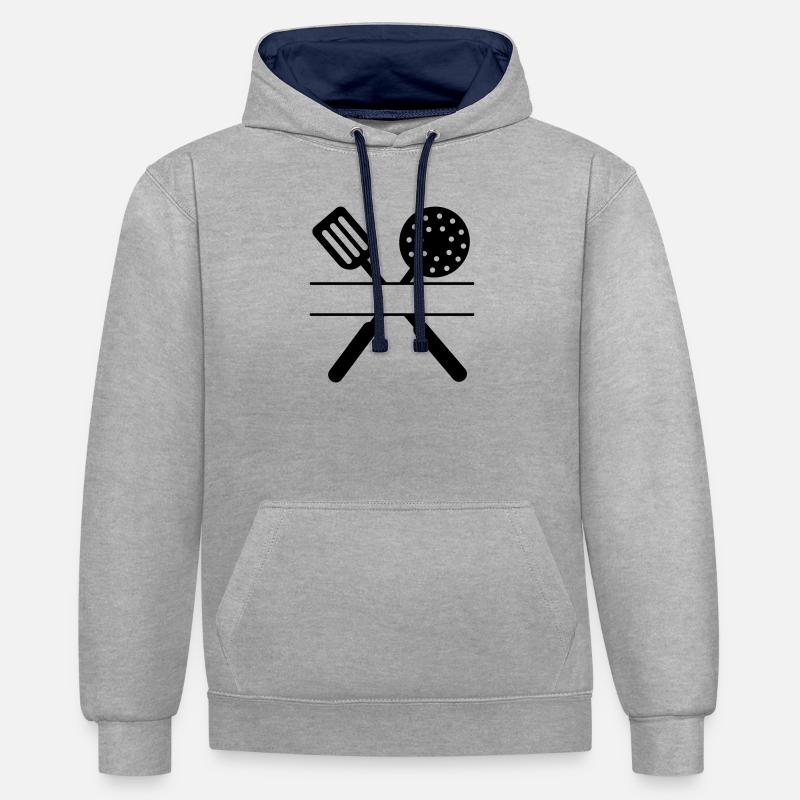 Outils de cuisson croisés - Sweat à capuche contrasté - gris chiné/bleu marine