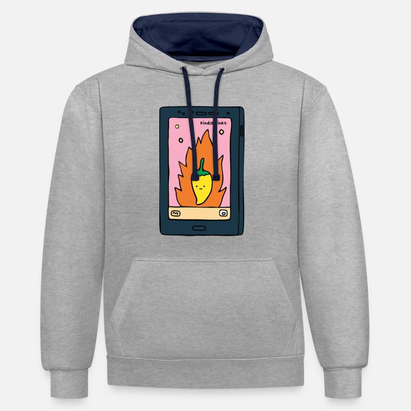 Spicy E-Reader “Kinks” Design | Funny BookT - Kontrast-Hoodie - Grau meliert/Navy