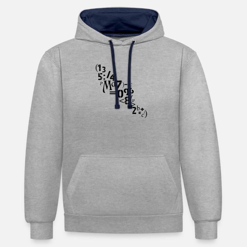 Mathématicien, enseignant Nombres, analyste de signes - Sweat à capuche contrasté - gris chiné/bleu marine
