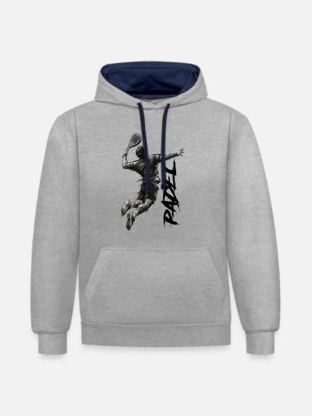 Padel - Kontrast-Hoodie - Grau meliert/Navy