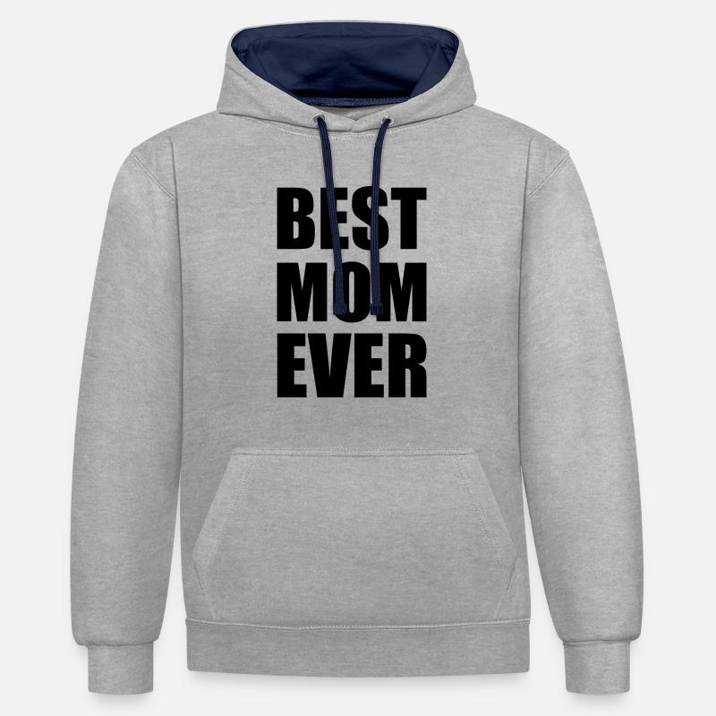 Best mom ever - Contrast hoodie - heather grey/navy