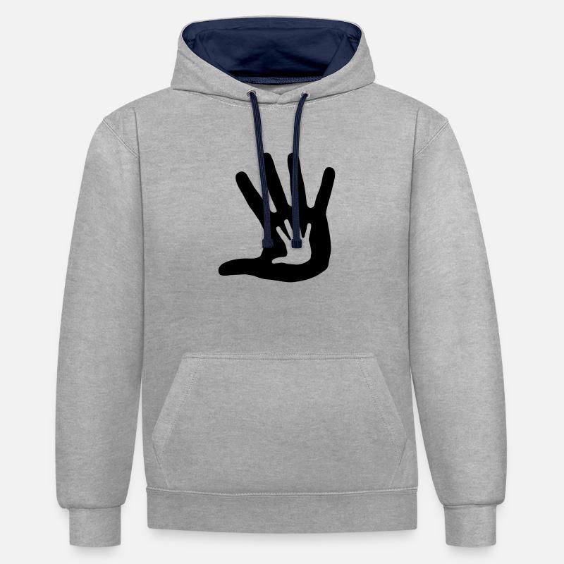 Main dans la Main - Sweat à capuche contrasté - gris chiné/bleu marine