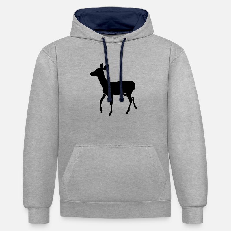 Biche - Sweat à capuche contrasté - gris chiné/bleu marine
