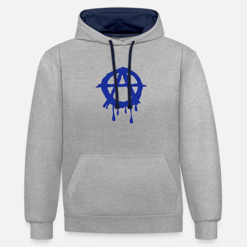 a anarchy logo 602 - Sweat à capuche contrasté - gris chiné/bleu marine