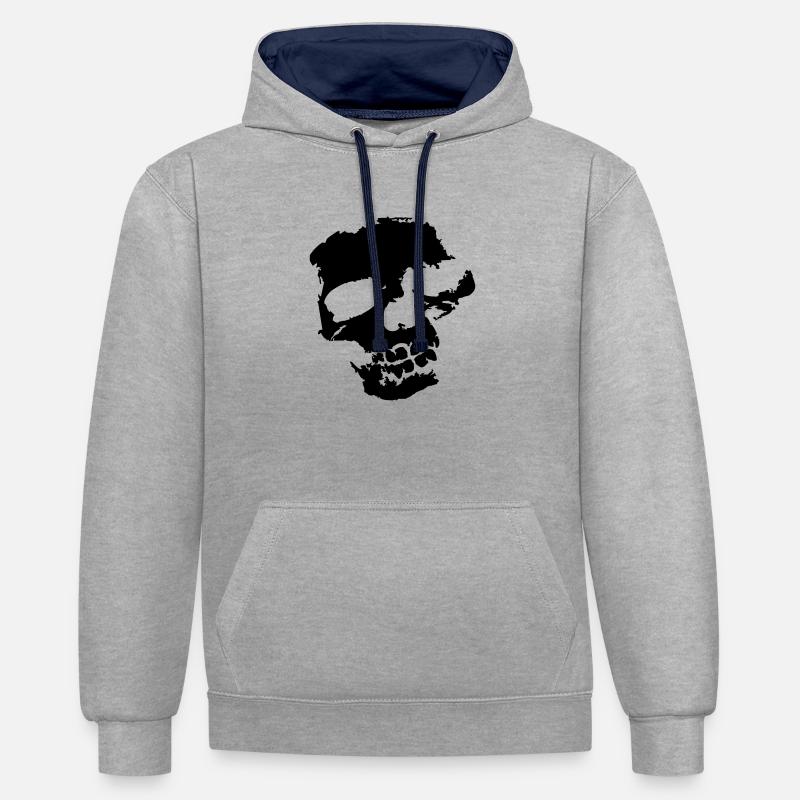 Crâne crâne squelette evil dead - Sweat à capuche contrasté - gris chiné/bleu marine