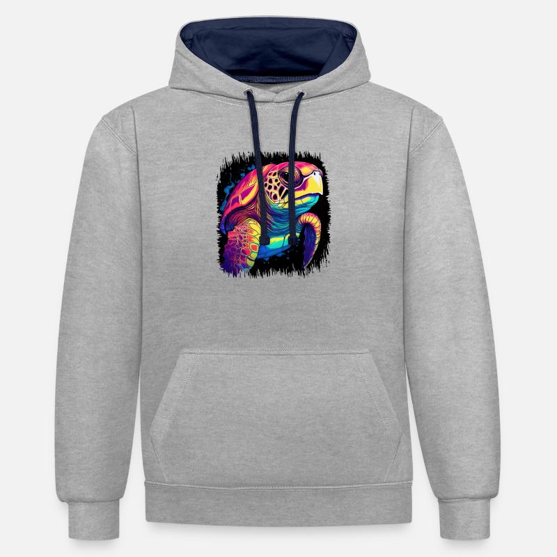 endangered species oceanography statement - Kontrast-Hoodie - Grau meliert/Navy