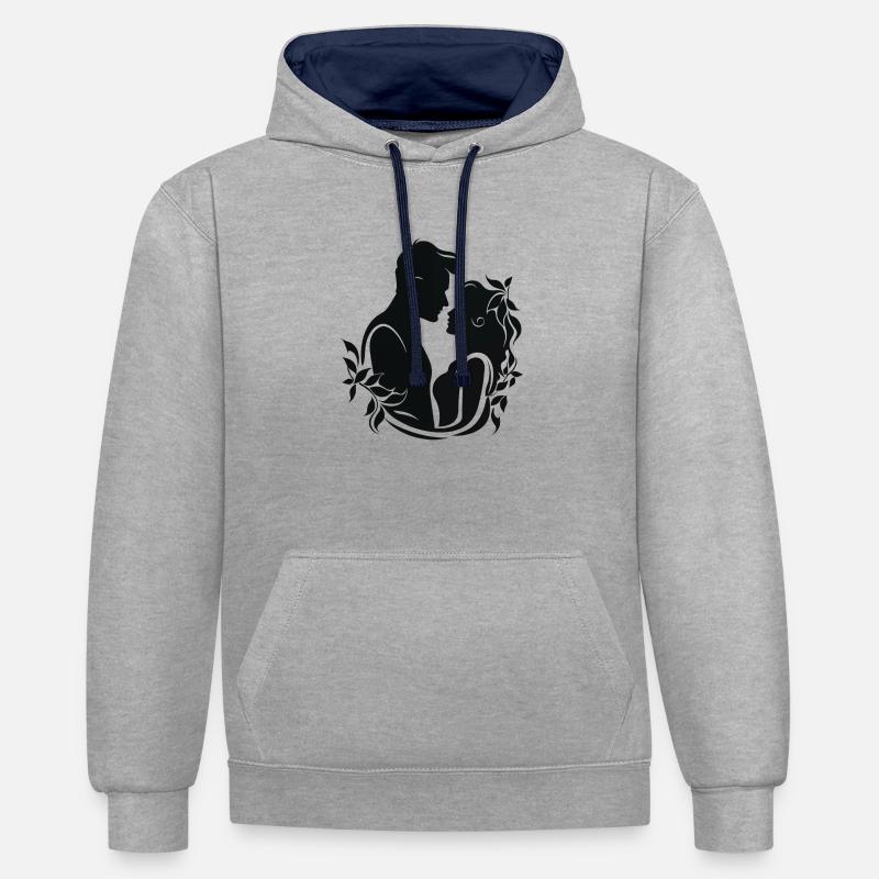 Baiser de gui - Sweat à capuche contrasté - gris chiné/bleu marine