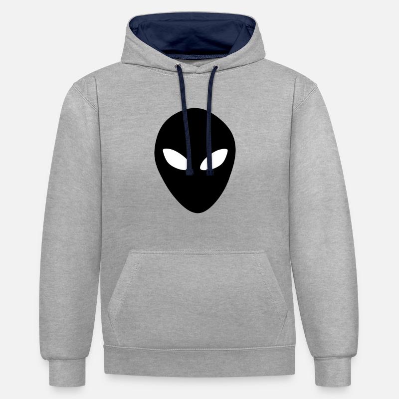 Tête d’extraterrestre extraterrestre - Sweat à capuche contrasté - gris chiné/bleu marine