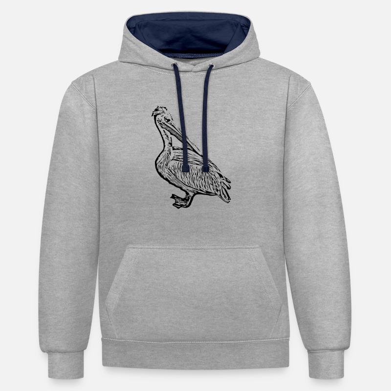 Pelikane Vogel Vögel Pelecanus - Kontrast-Hoodie - Grau meliert/Navy