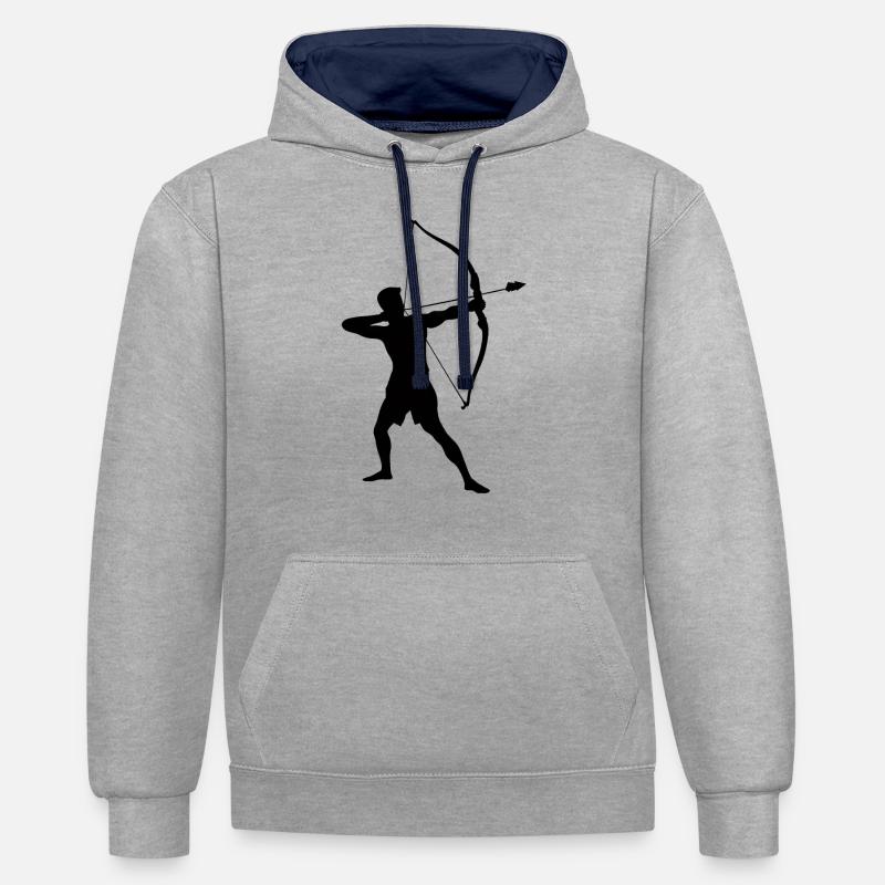 Silhouette d’archer, précise - Sweat à capuche contrasté - gris chiné/bleu marine