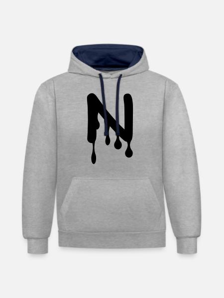 n_comic_graffiti - Kontrast-Hoodie - Grau meliert/Navy