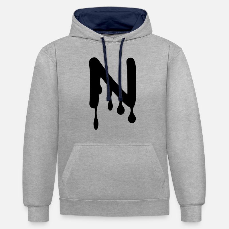 n_comic_graffiti - Sweat à capuche contrasté - gris chiné/bleu marine