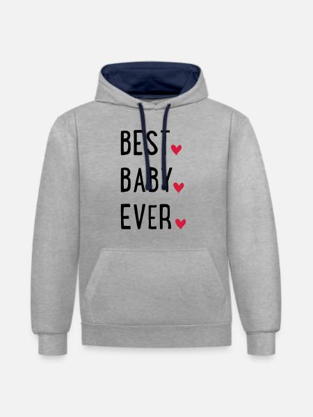 bébé - Sweat à capuche contrasté - gris chiné/bleu marine