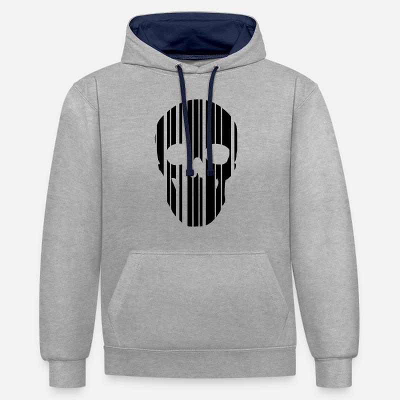 crâne de code à barres - Sweat à capuche contrasté - gris chiné/bleu marine