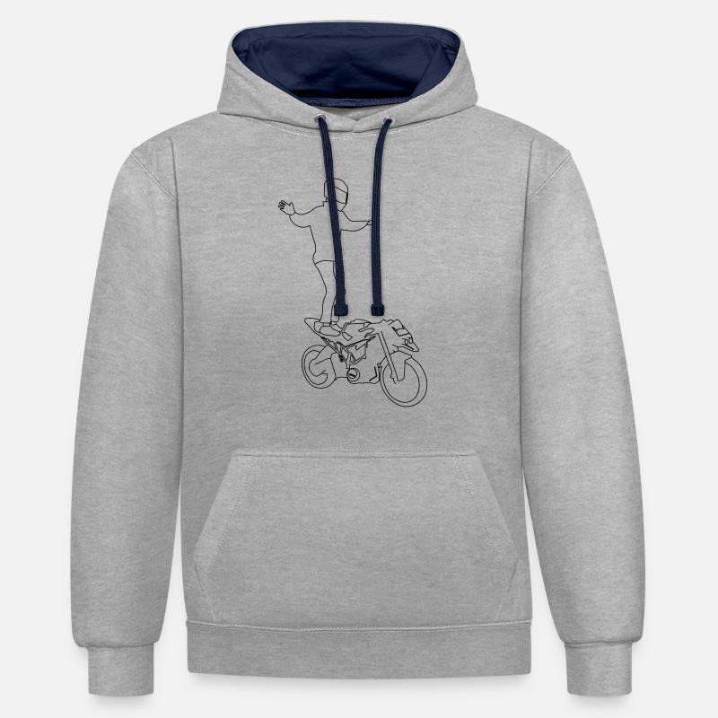Lebensdauer - Kontrast-Hoodie - Grau meliert/Navy