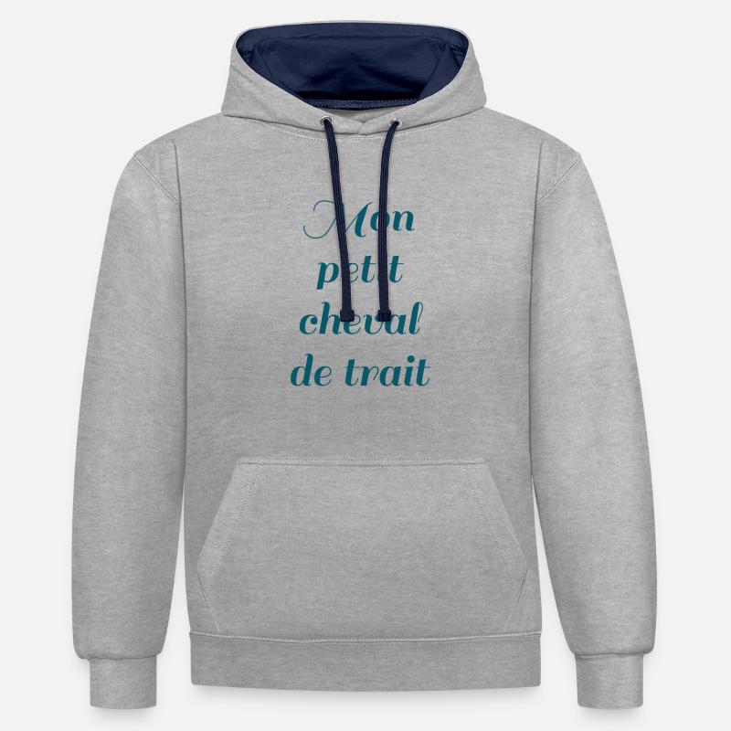 Mon cheval de trait - Sweat à capuche contrasté - gris chiné/bleu marine