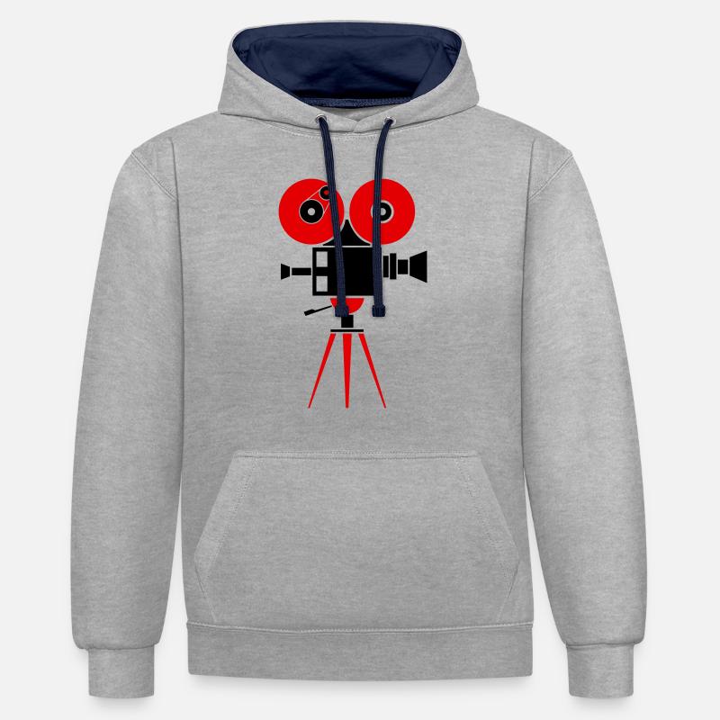 caméra - Sweat à capuche contrasté - gris chiné/bleu marine