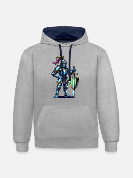 Knight Comic - Contrast hoodie - heather grey/navy
