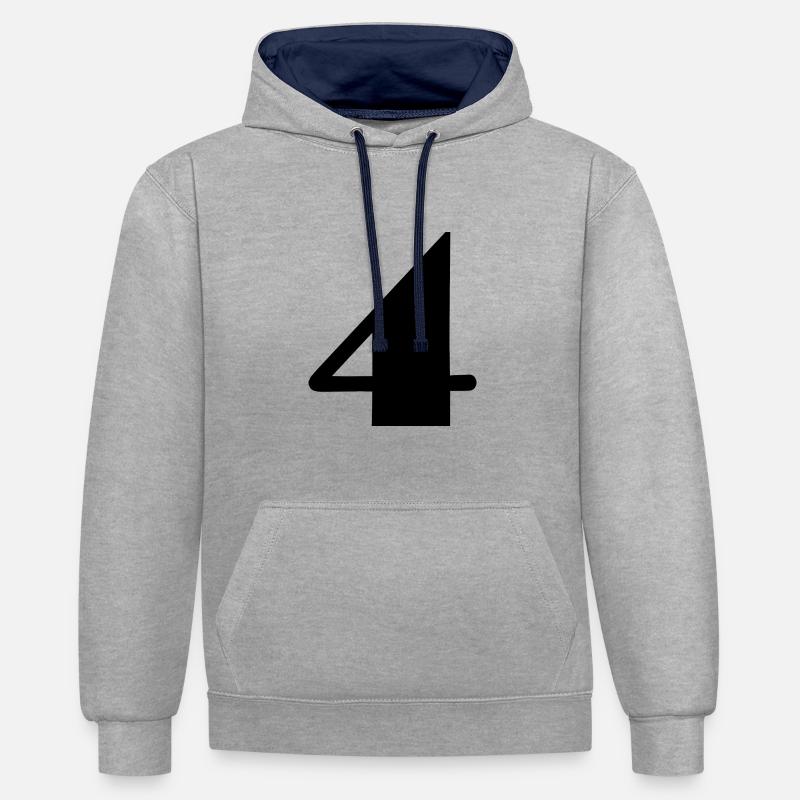 4 ANS,4e ANNIVERSAIRE,ANNIVERSAIRE 4 ANS - Sweat à capuche contrasté - gris chiné/bleu marine