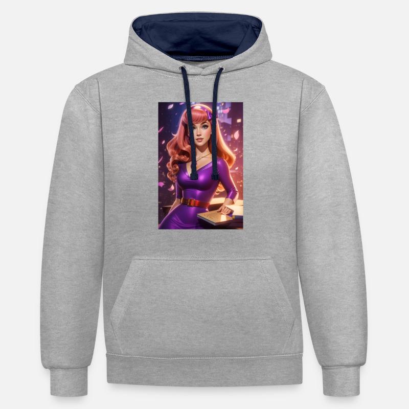 Daphne Blake - Sweat à capuche contrasté - gris chiné/bleu marine