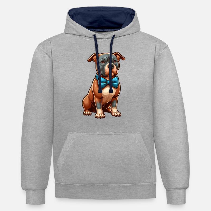 Pitbull le mignon - Sweat à capuche contrasté - gris chiné/bleu marine
