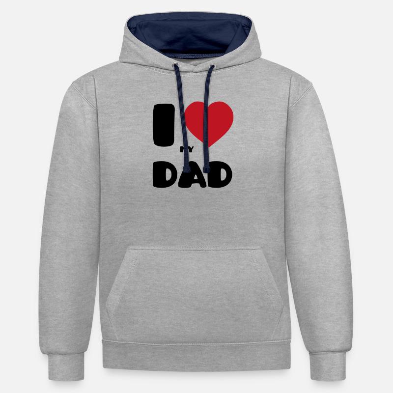 J’aime mon papa - Sweat à capuche contrasté - gris chiné/bleu marine