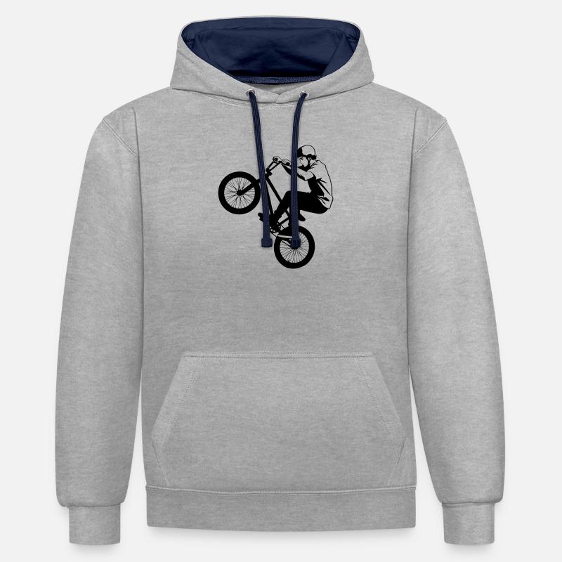 Le BMX - Sweat à capuche contrasté - gris chiné/bleu marine