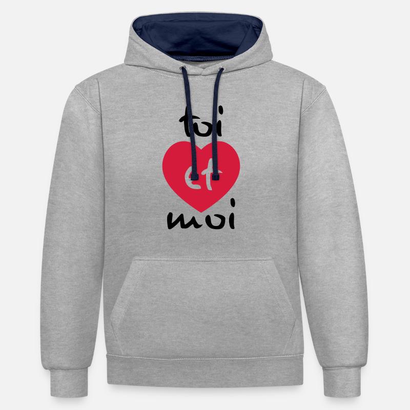 toi et moi - Sweat à capuche contrasté - gris chiné/bleu marine