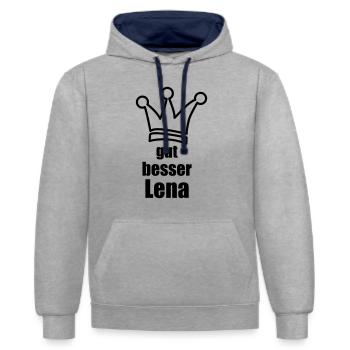 Lena - Kontrast-Hoodie - Grau meliert/Navy - Vorne - Liana (172cm) & Jaron (178cm)