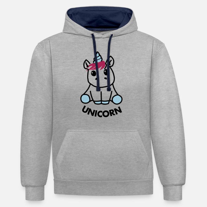 UNICORN - Sweat à capuche contrasté - gris chiné/bleu marine