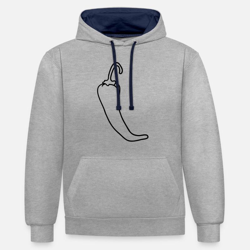 Les piments Chili chaud chaud - Sweat à capuche contrasté - gris chiné/bleu marine
