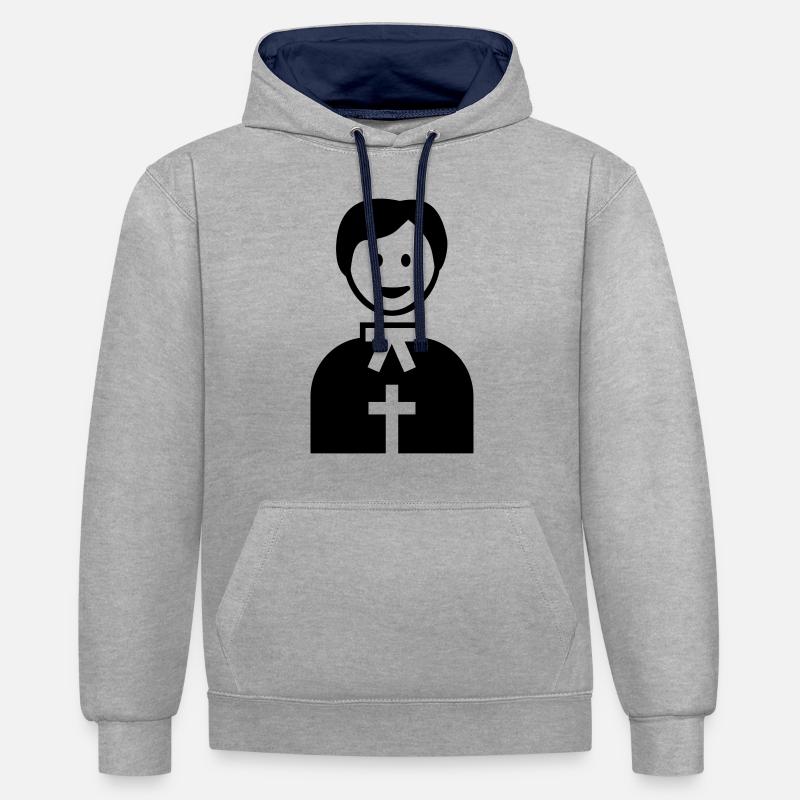 Pasteur - Sweat à capuche contrasté - gris chiné/bleu marine