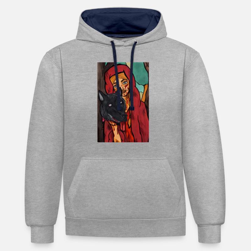 Le Petit Chaperon Rouge - Sweat à capuche contrasté - gris chiné/bleu marine