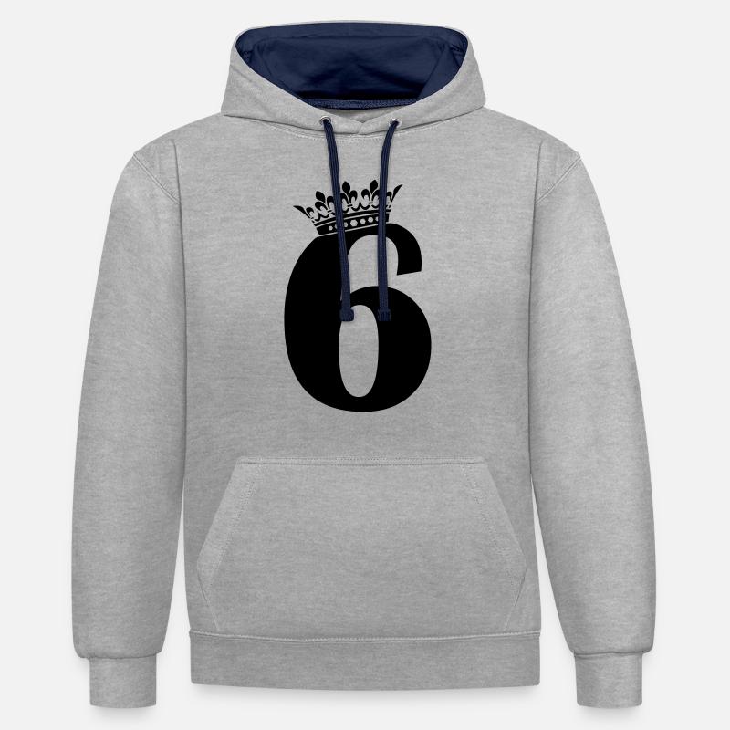 6 couronnes - Sweat à capuche contrasté - gris chiné/bleu marine