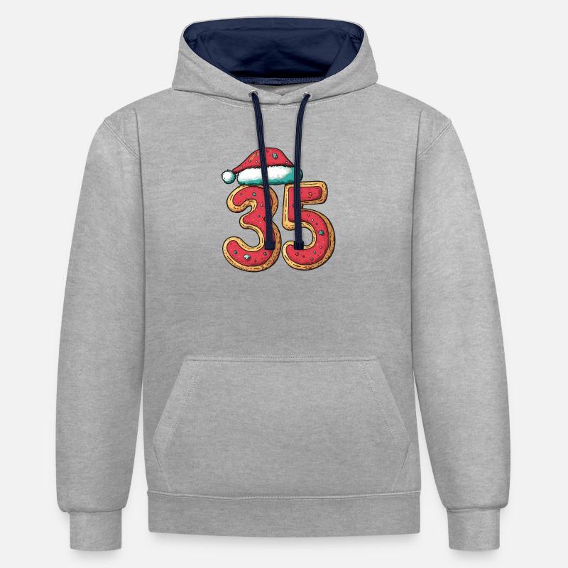Biscuit de Noël à 35 chiffres - Sweat à capuche contrasté - gris chiné/bleu marine