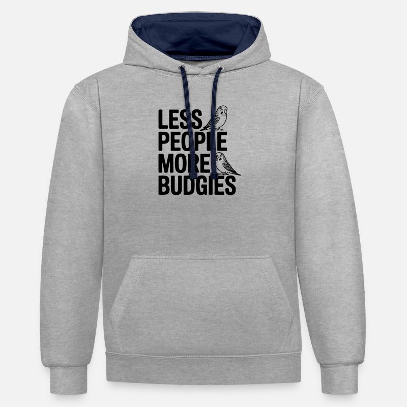 Plus de perruches ondulées - Sweat à capuche contrasté - gris chiné/bleu marine