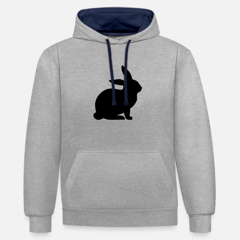 lièvre - Sweat à capuche contrasté - gris chiné/bleu marine