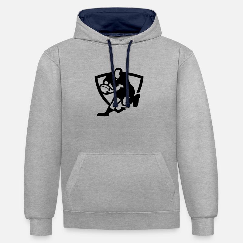 Rugby - Contrast hoodie - heather grey/navy