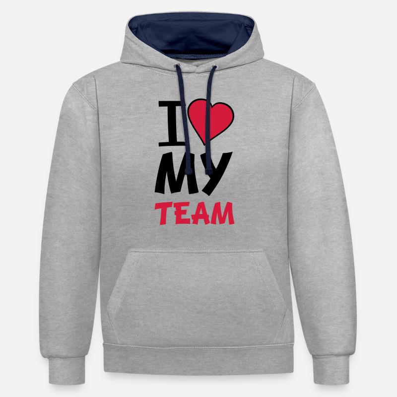 i_love_my_team02 - Sweat à capuche contrasté - gris chiné/bleu marine