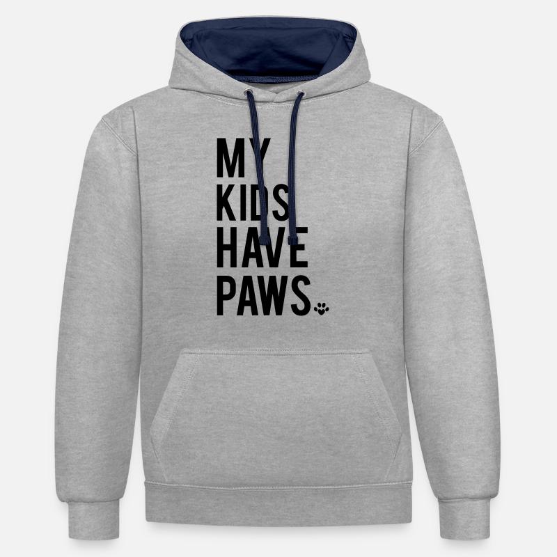 Paws - Sweat à capuche contrasté - gris chiné/bleu marine