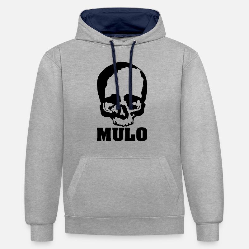 Mulo / manisch / tot / kaputt / Skull - Kontrast-Hoodie - Grau meliert/Navy