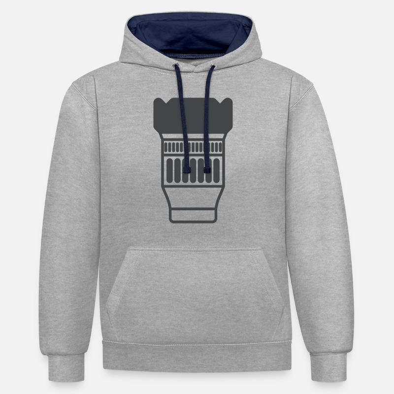 Objectif de caméra - Sweat à capuche contrasté - gris chiné/bleu marine