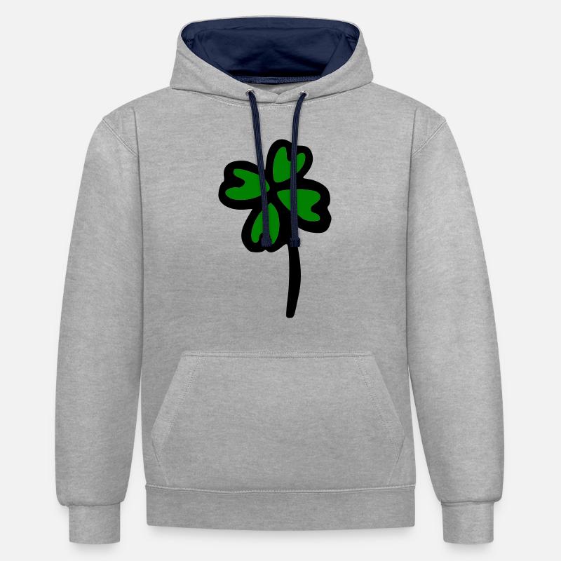 Cloverleaf - Sweat à capuche contrasté - gris chiné/bleu marine