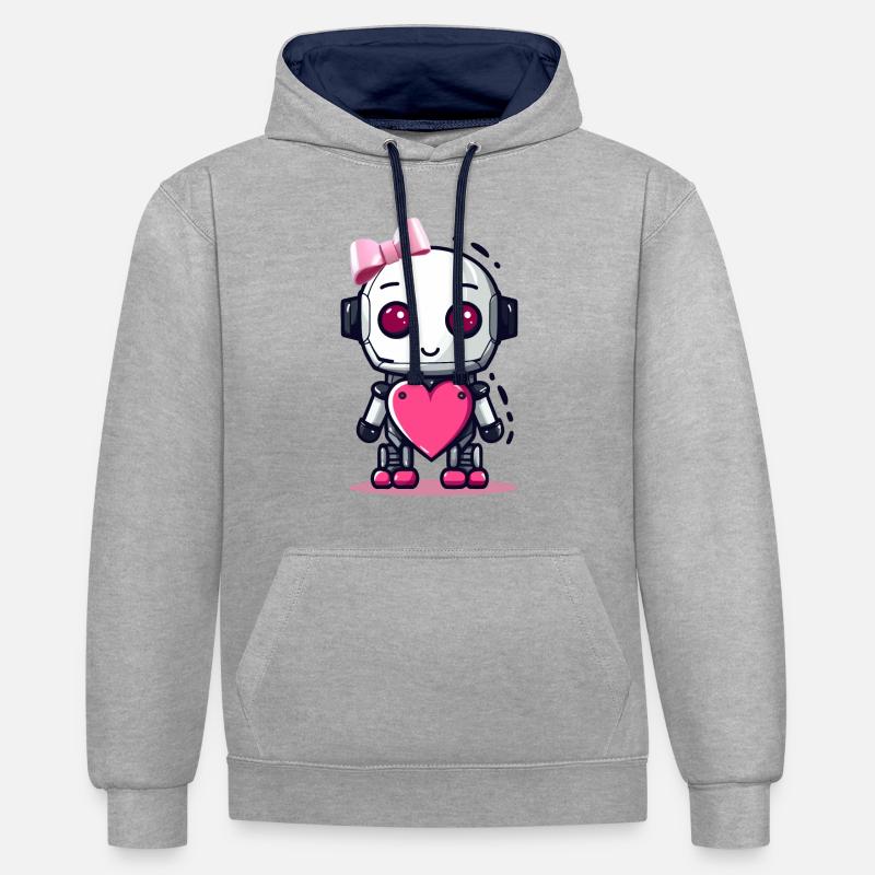 Streamer PNJ - Sweat à capuche contrasté - gris chiné/bleu marine