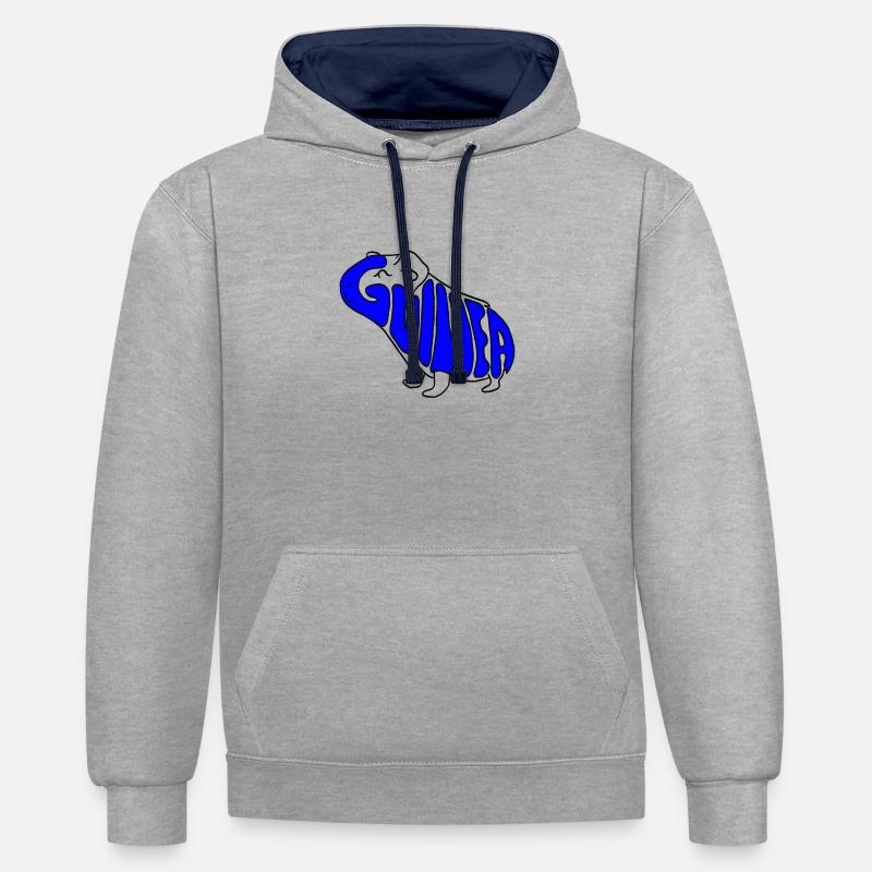 Cochon d’Inde bleu - Sweat à capuche contrasté - gris chiné/bleu marine