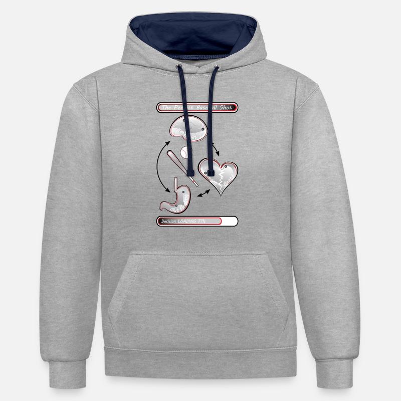 Le coup de baseball parfait - Sweat à capuche contrasté - gris chiné/bleu marine